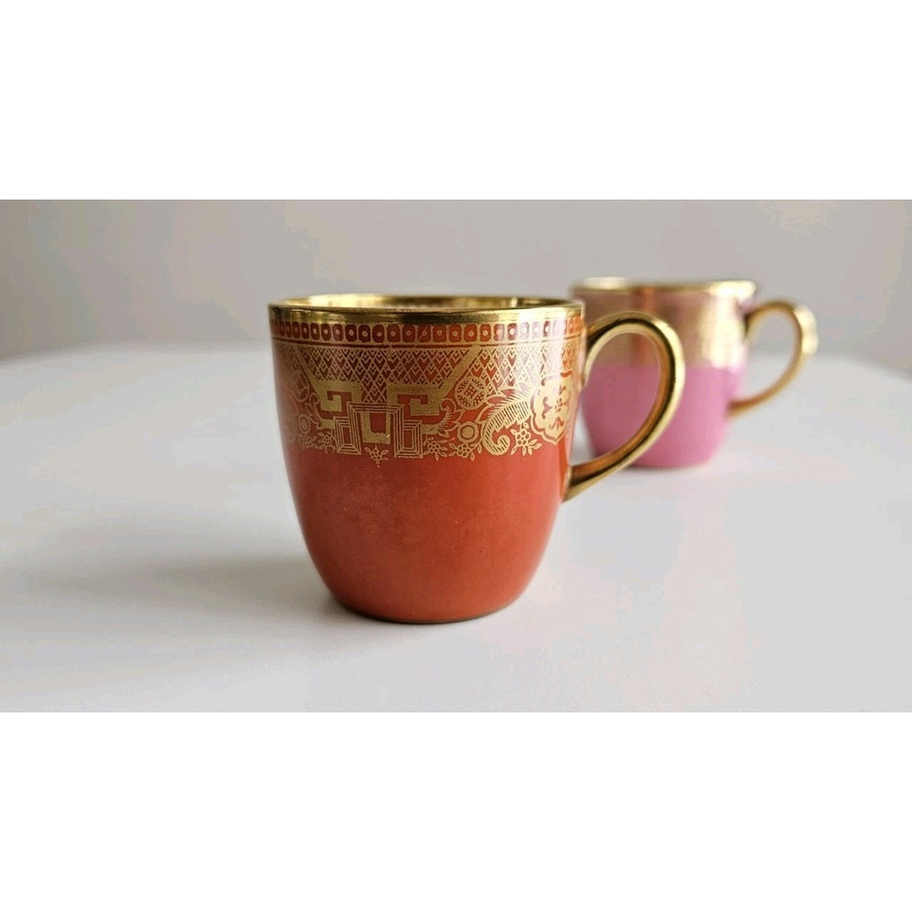 Antique Cauldon China England Demitasse Cups Set of 4 Gold Gilt Muliple Colors - Picture 4 of 16